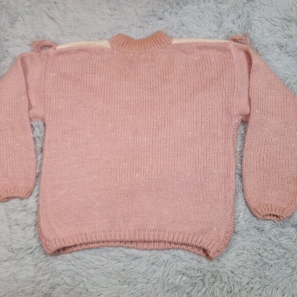 Vintage Nuggets Womens Sweater Pink L Open Knit Stretch Casual Cozy Grandma - Picture 2 of 11